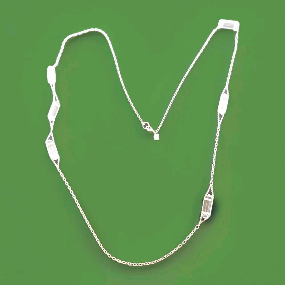 Silver Tone & Clear Prisms Necklace 19" Lobster Claw Banana Republic